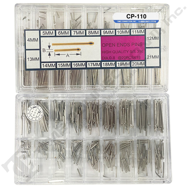CP-110, Cotter Pins Assortment 360 Pieces Thickness 0.8mm (4~21mm)