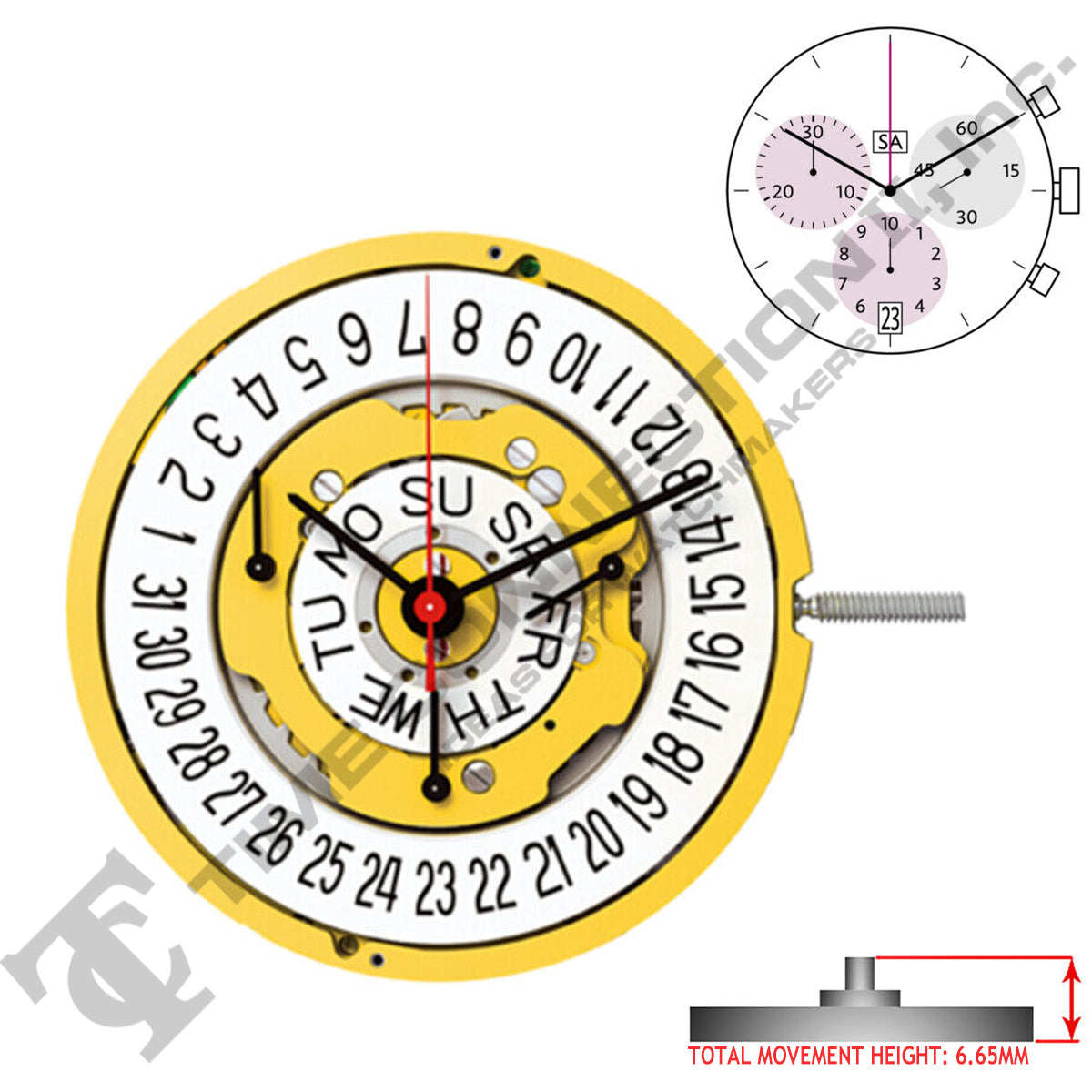 Harley Ronda 5040.E 3 Hands Swiss Made Quartz Movement Ht. 6.65MM