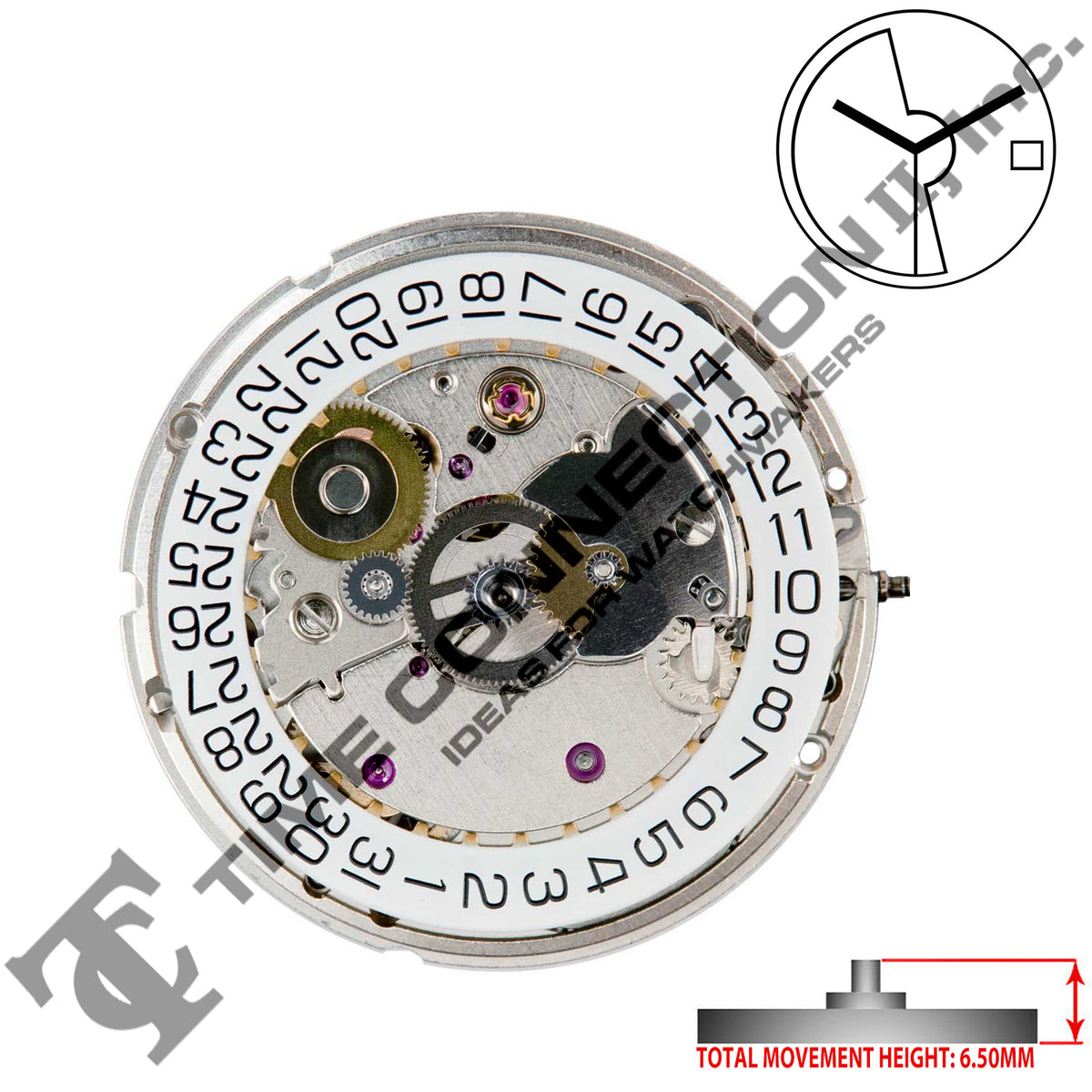 ETA 2824-2W 3 Hands Swiss Made Automatic Movement Ht. 6.50MM