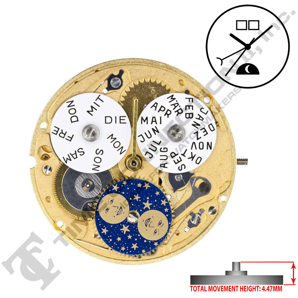 ETA 255.485 4 Hands Swiss Made Quartz Movement Ht. 4.47MM – Time