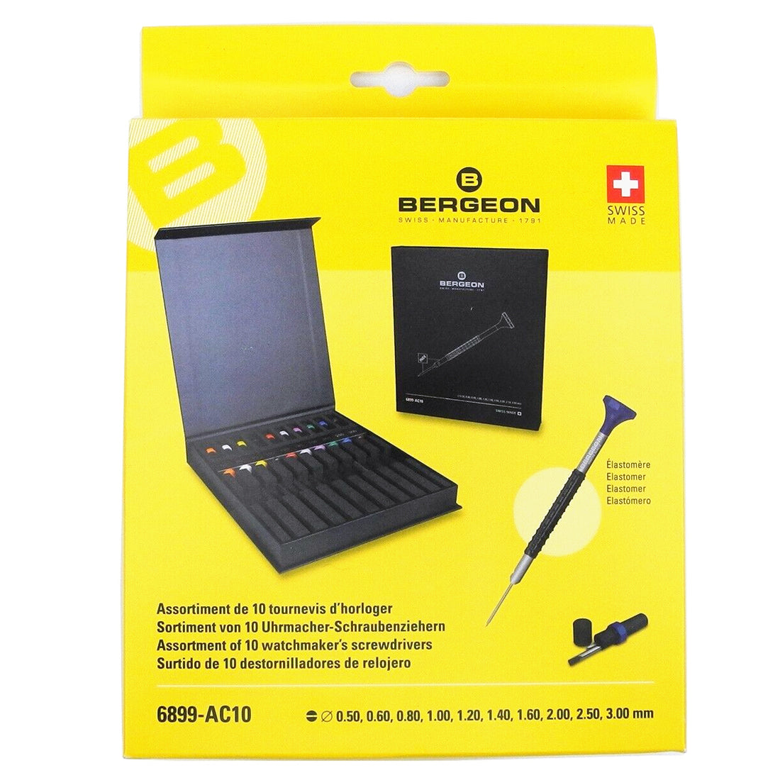 BERGEON 55-604 6899-S10 Support Rotatif avec 10 Tournevis ergonomiques et 10 Tubes avec Lames de Rechange Kit de réparation de Montre, Multicolore, Plats BERGEON 55-604 6899-S10 Support Rotatif avec 10 Tournevis ergonomiques et 10 Tubes avec Lames de Rechange Kit de réparation de Montre, Multicolore, Plats