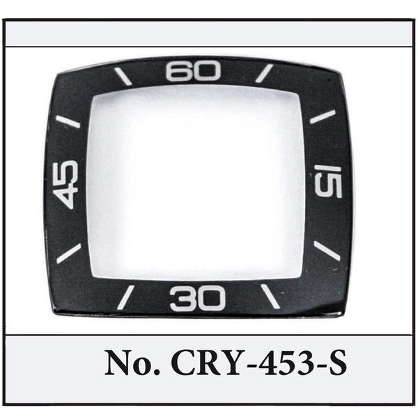 Generic Sapphire Crystals to fit Rado Cross Double Curved, Black Trim with Silver Index