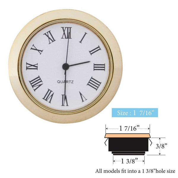 Clock Inserts 36mm (1 7/16") Yellow Bezel, White Roman Dial