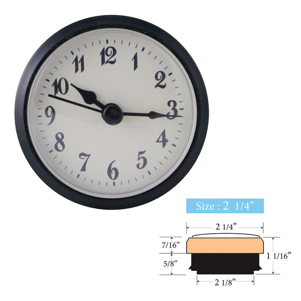 Clock Inserts 59mm (2 1/4") Black Bezel, Ivory Arabic Dial