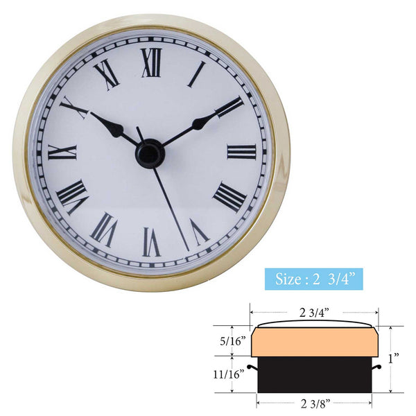 Clock Inserts 73mm (2 3/4") Yellow Bezel, White Roman Dial