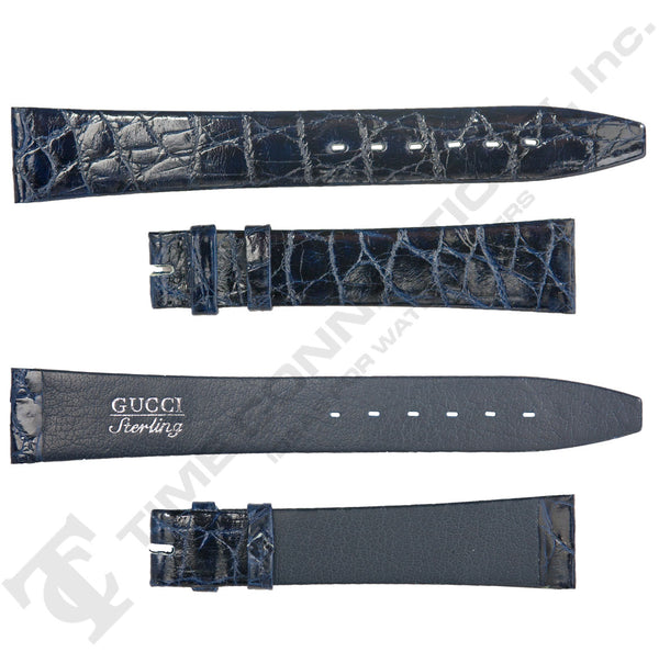 Dark Blue Crocodile Grain Leather Strap for Gucci Watches No. 205 (17mm x 14mm)