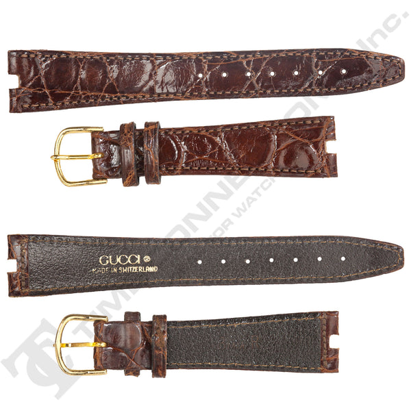 Brown Crocodile Grain Leather Strap for Gucci Watches No. 197 (18mm x 14mm)