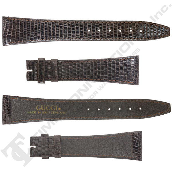 Brown Lizard Grain Leather Strap for Gucci Watches No. 208 (19mm x 14mm)
