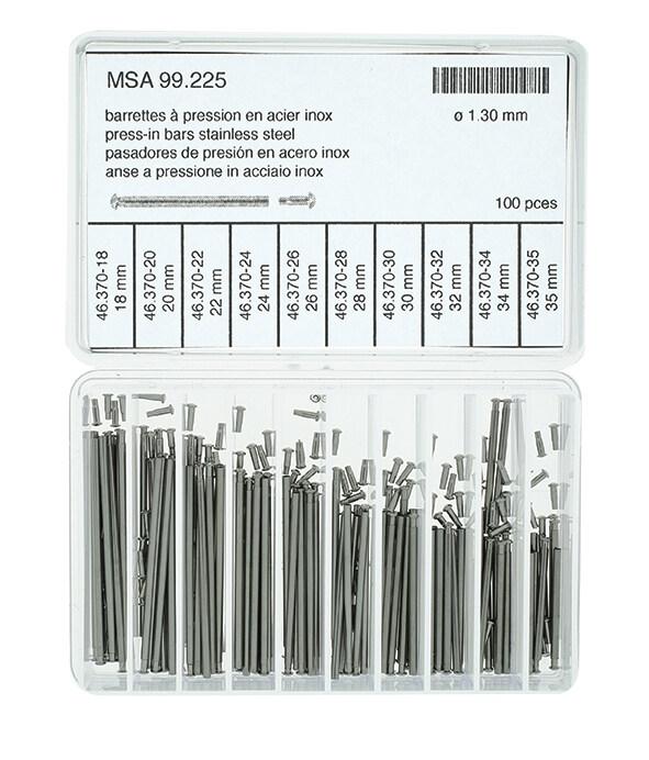 Horotec MSA99.225 Assortment of Stainless Steel Press-in Bars Ø1.30mm (100 Pieces)