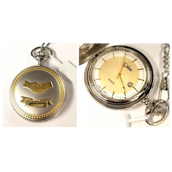 PW-201, Colibri Silver Pocket Watch with Gold Trim, Colibri 3 Hands / Date at 3