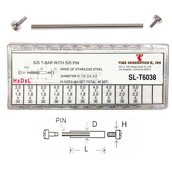 Universal Stainless Steel T-bar / Screw Bar Assortment (Large Size Bars)