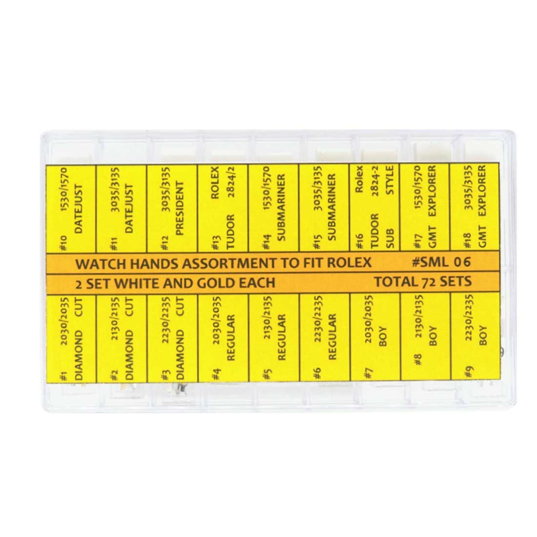 Watch Hands Assortment 72 Sets Silver and Gold to fit in Rolex Datejus Time Connection II, Inc