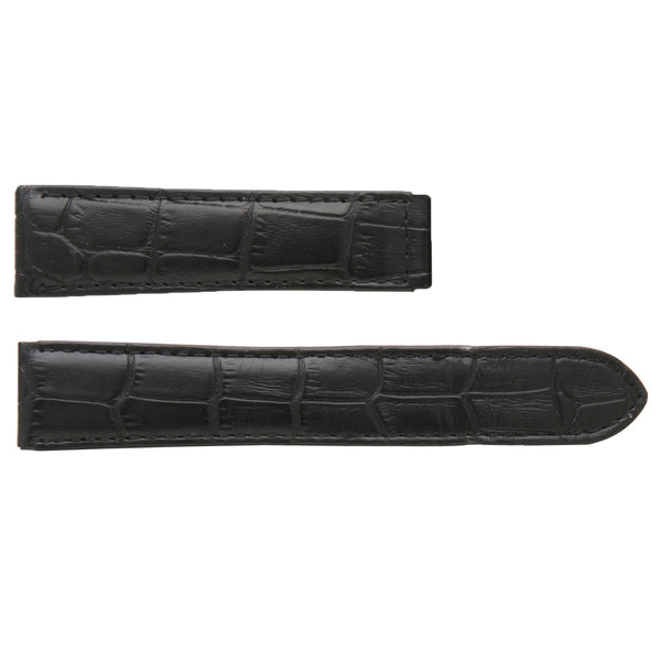 Banda No. 108 Black Dual Grain Crocodile Fine Deployment Buckle Leather Straps (18mm~20mm)