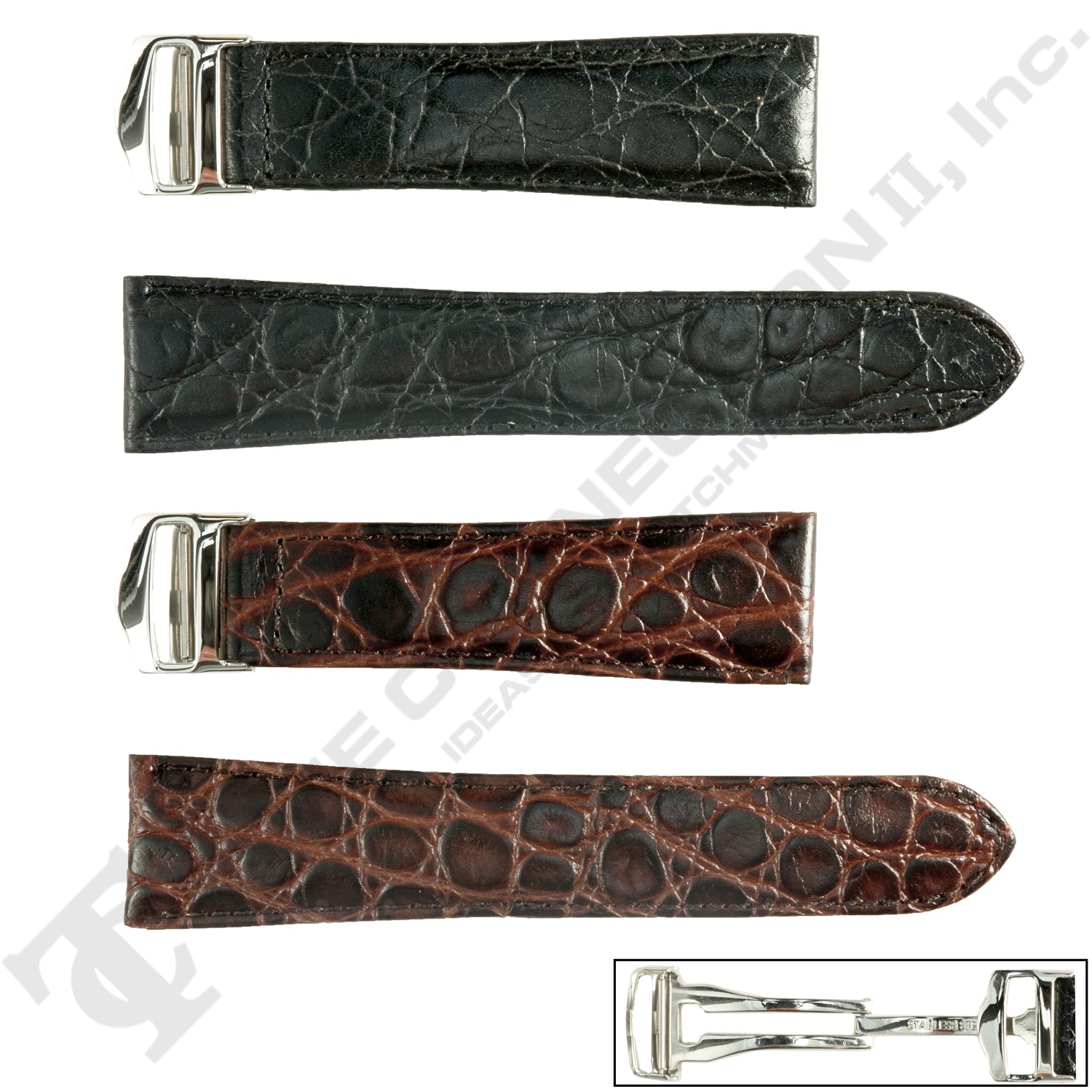 Banda No. 118 African Crocodile Grain Deployment Buckle Leather Straps (12mm~22mm)