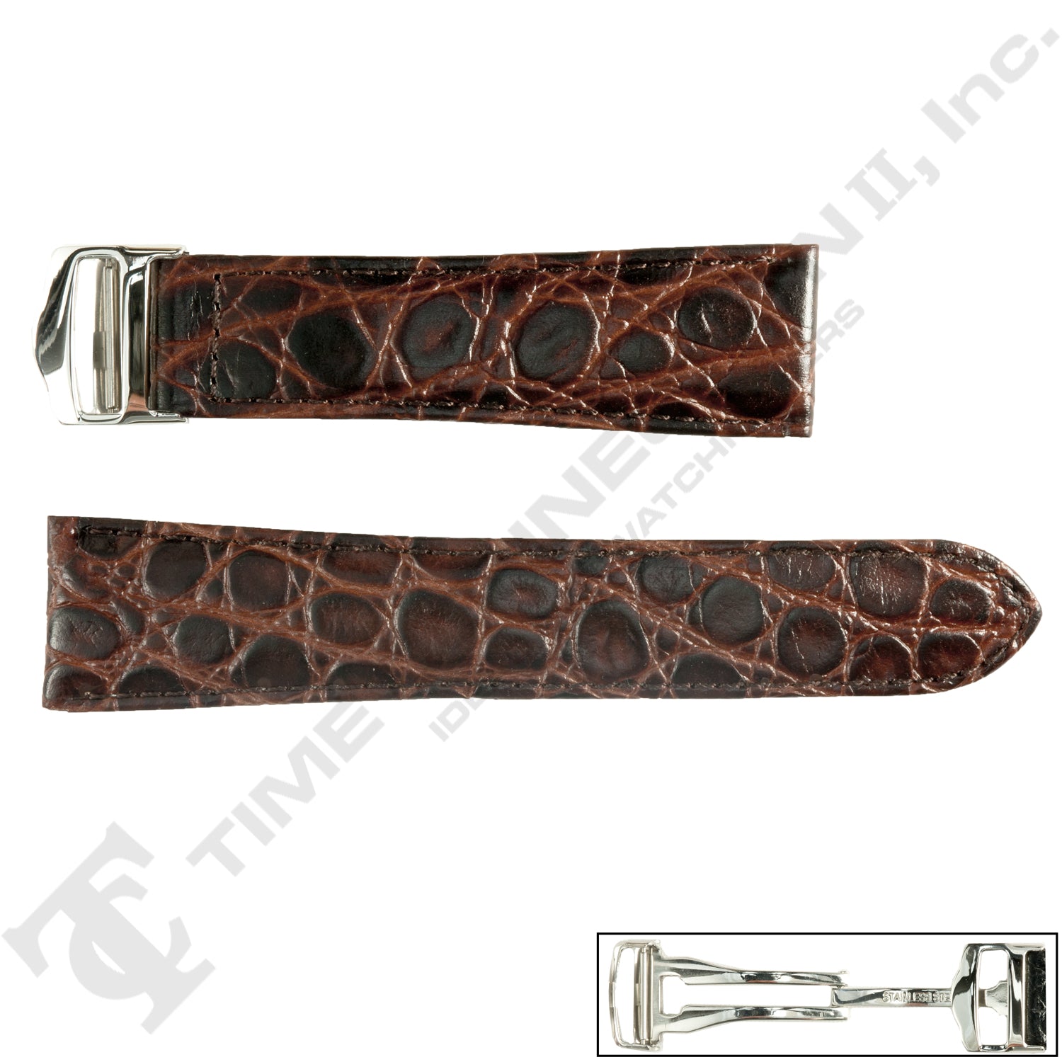 Banda No. 118 African Crocodile Grain Deployment Buckle Leather Straps (12mm~22mm)