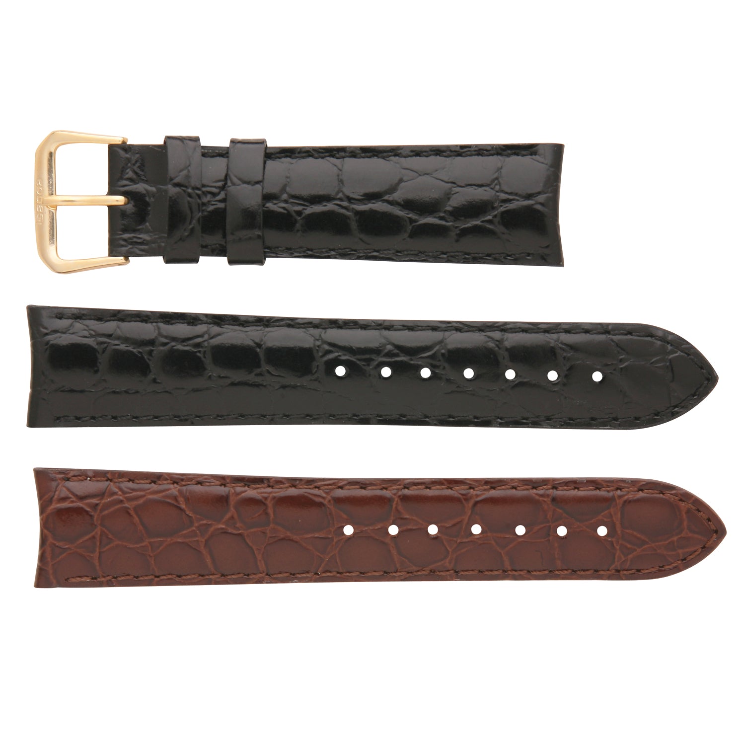 Banda No. 137 Alligator grain Leather Straps (18mm~22mm) Curved Ends