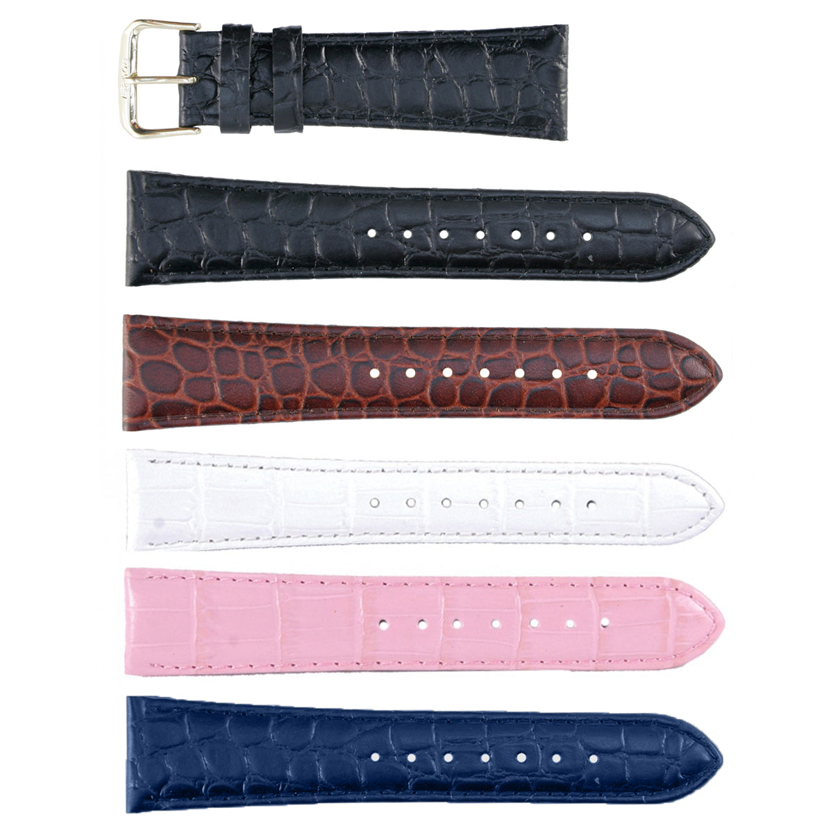 Banda No. 143 Long Crocodile Grain Fine Leather Straps (12mm~22mm)