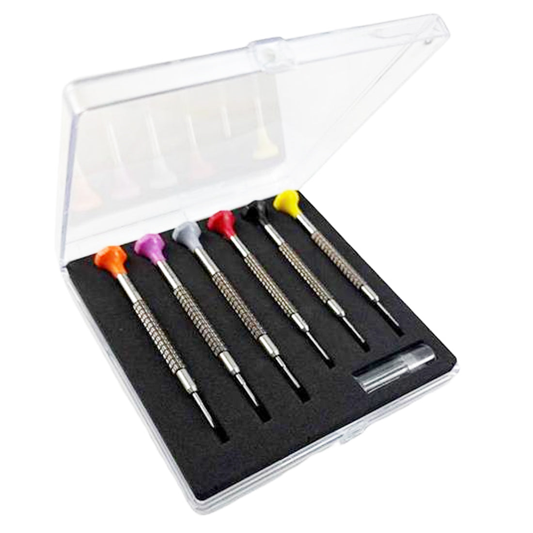 Set of 6 Screwdrivers with Spare Blade & Acrylic Container