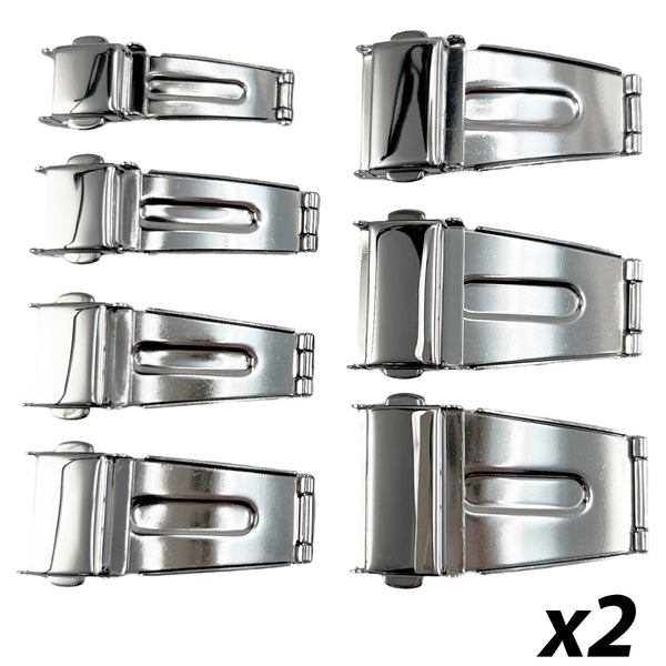 Folding Buckle with Two Buttons Assortment (10mm~22mm) All Stainless Steel