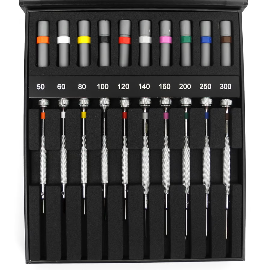 Bergeon 30080-A10 Set Of 10 Chromium Plated Screwdriver with Case