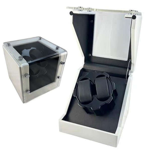 BX-634, Double (2) Watch Winder Glossy White MDF Smooth Finish