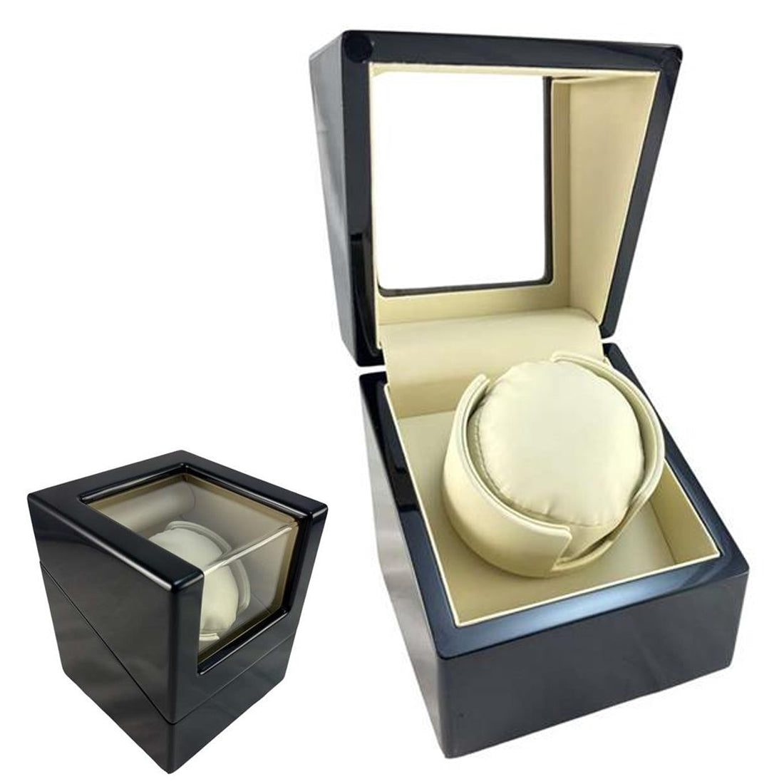 BX-635, Single (1) Watch Winder Glossy Black Matt MDF Smooth Finish