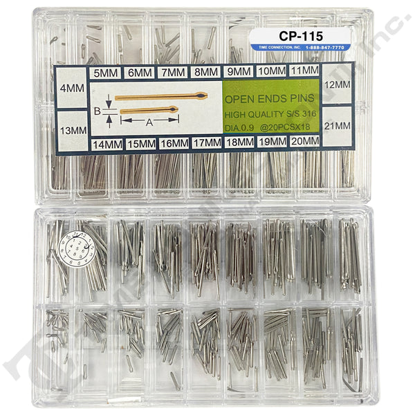 CP-115, Cotter Pins Assortment 360 Pieces Thickness 0.9mm (4~21mm)