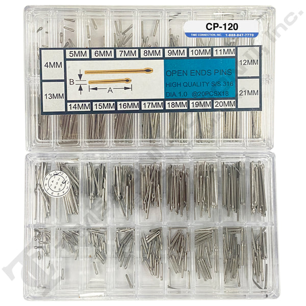 CP-120, Cotter Pins Assortment 360 Pieces Thickness 1.0mm (4~21mm)