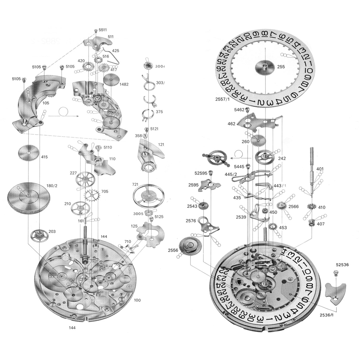 Internal Replacement Watch Parts for ETA 2892-2