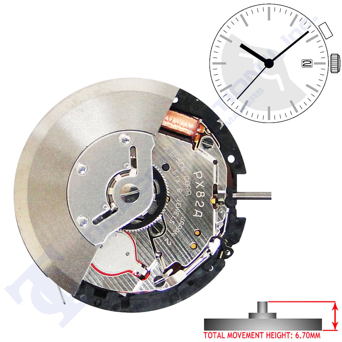 Hattori PX82 3 Hands Japan Hybrid Movement HT 6.70MM