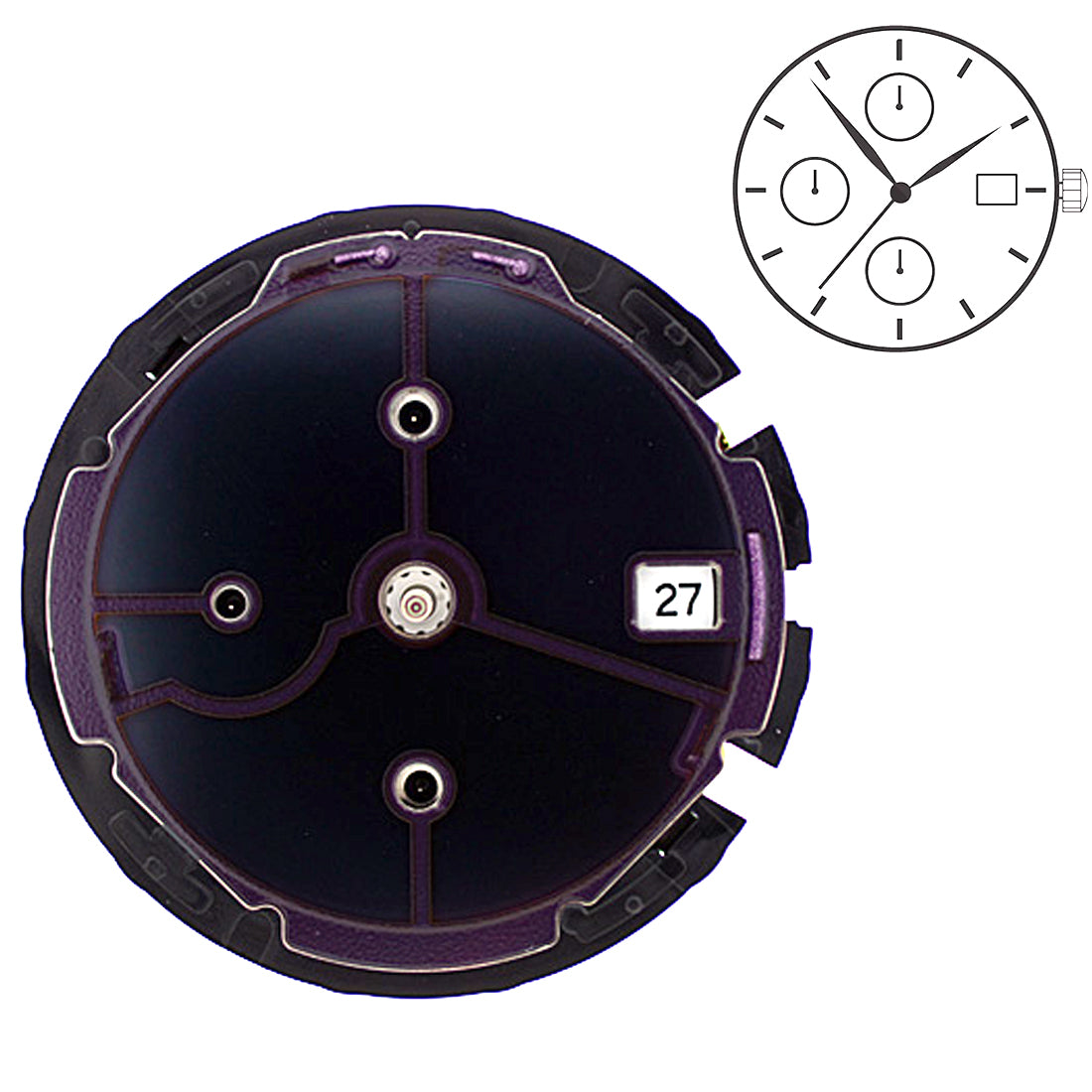 Hattori VS76A 3 Hands Japan Quartz Movement HT 7.35MM