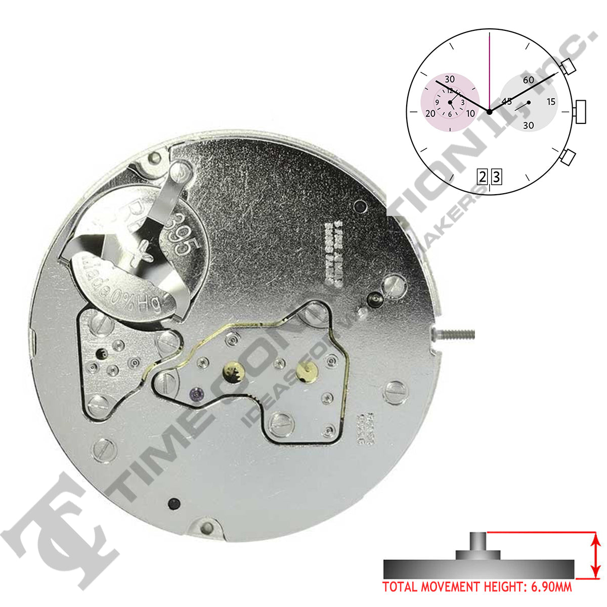 Harley Ronda 5020.B 3 Hands Quartz Movement Ht. 6.90MM