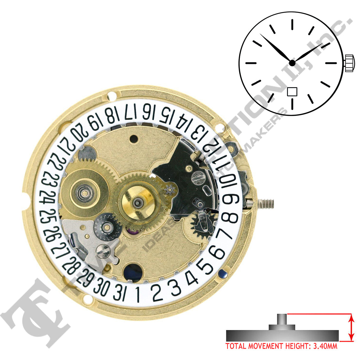 ETA 956.112-2H-D6-HCP0 Swiss Made Quartz Movement Ht. 3.40mm