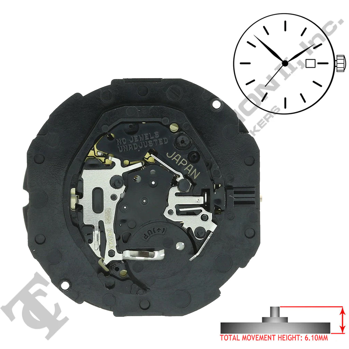 Hattori PC32 3 Hands Japan Quartz Movement HT 6.10MM (Various Date Locations)