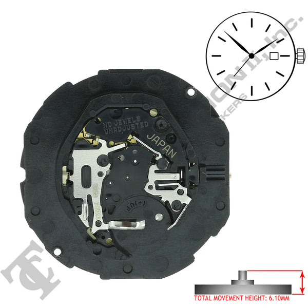 Hattori PC32 3 Hands Japan Quartz Movement HT 6.10MM (Various Date Locations)