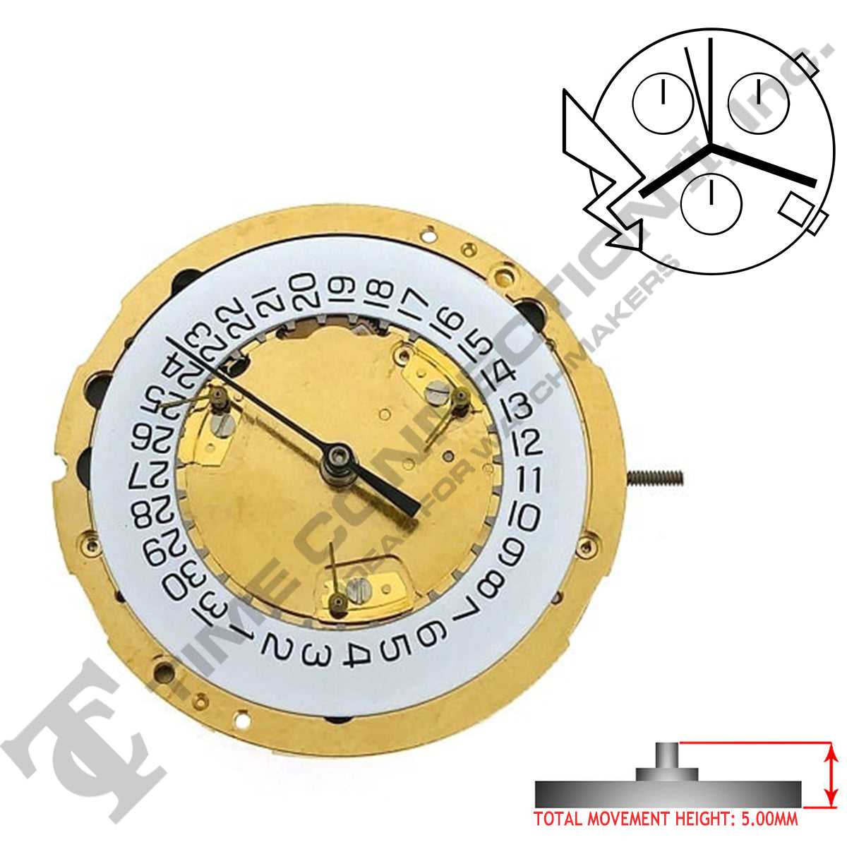 ETA 251.242 4 Hands Swiss Made Quartz Movement Ht. 5.00MM