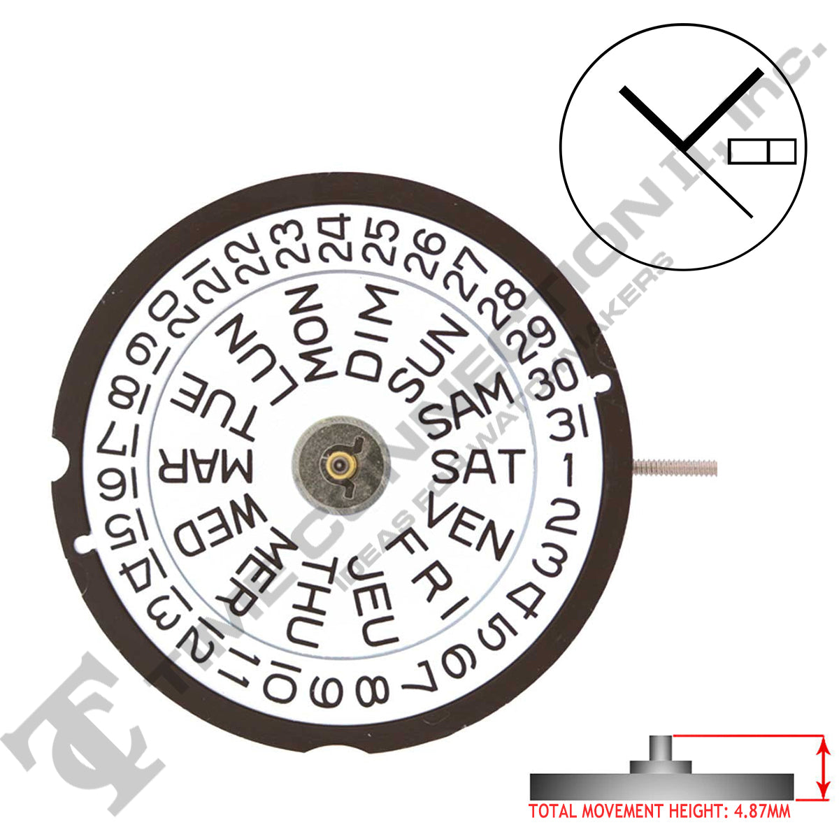 Harley Ronda 517 3 Hands Quartz Movement (Various Heights)