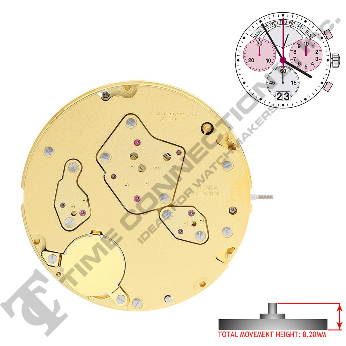 Harley Ronda 8040.N 3 Hands Swiss Made Quartz Movement Ht. 8.20MM ...