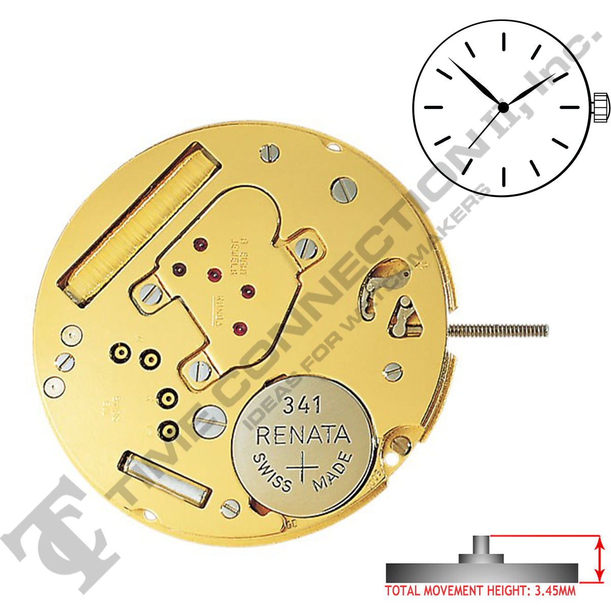 Harley Ronda 1003 3 Hands Swiss Made Quartz Movement Ht. 3.45MM