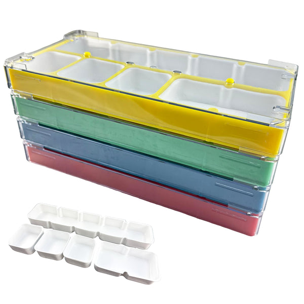 Clear Watch Repair Trays with Individual Compartments Stackable (Various Colors)
