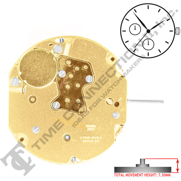 Harley Ronda 3522 3 Hands Swiss Made Quartz Movement Ht. 7.30MM