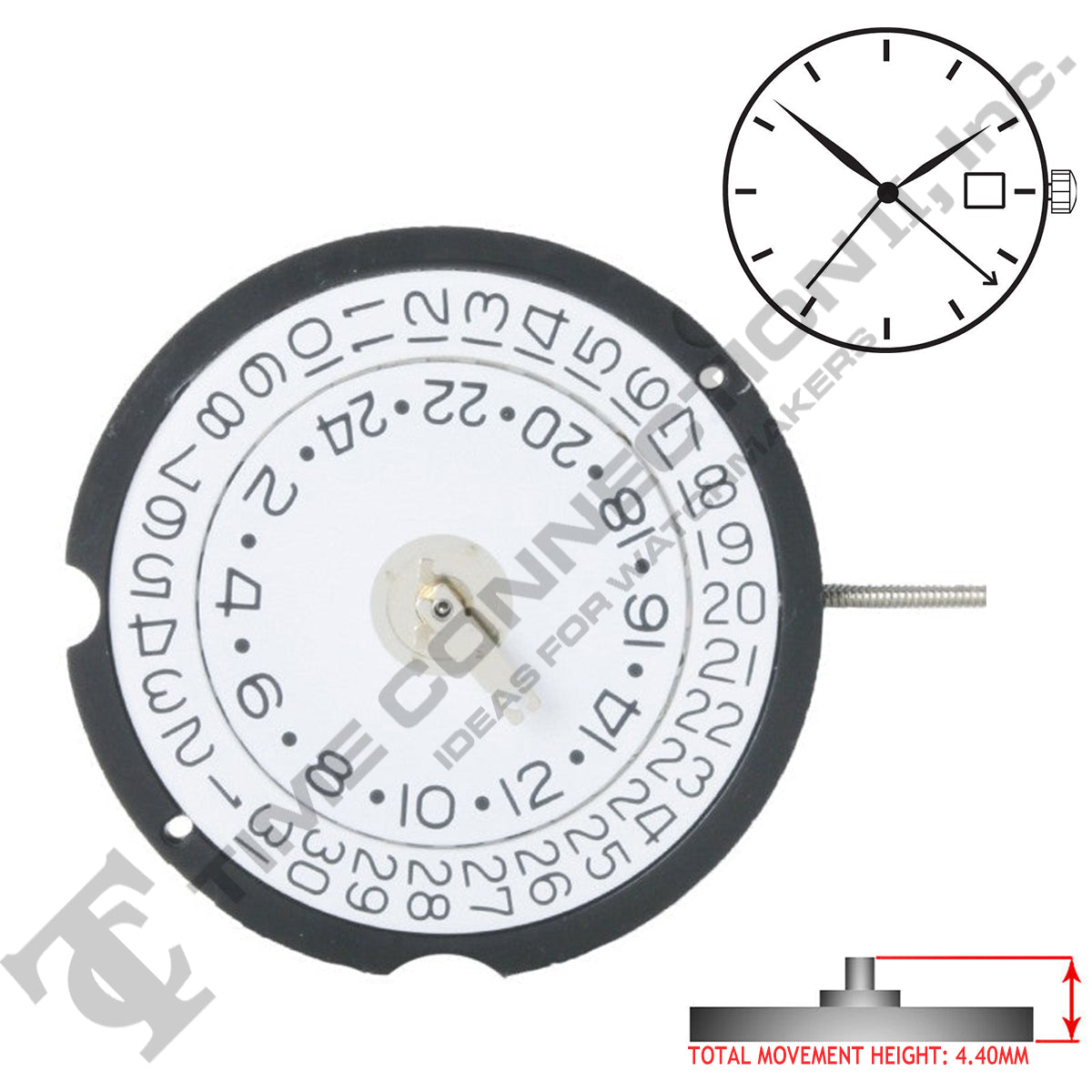 Harley Ronda 505 3 Hands (24 Hour Disk) Quartz Movement Ht. 4.40MM