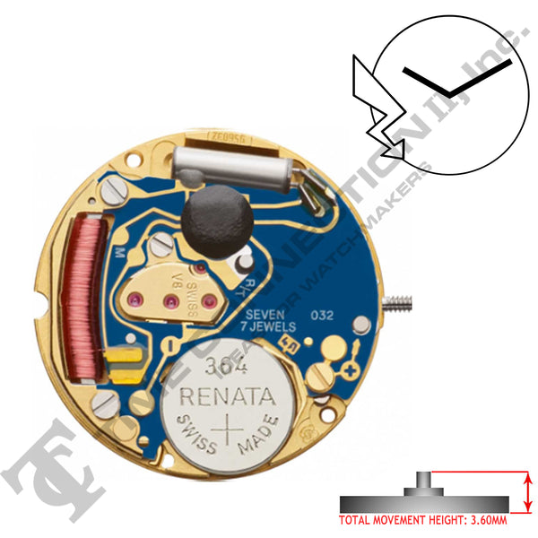 ETA 956.032 2 Hands Swiss Made Quartz Movement Ht. 3.60MM