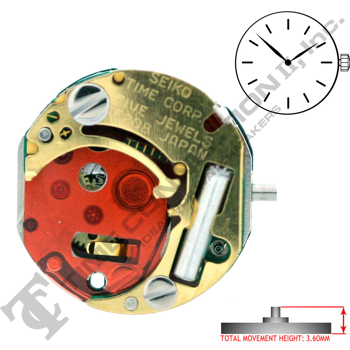Genuine Seiko 1E20 2 Hands Quartz Movement Ht. 3.60MM – Time