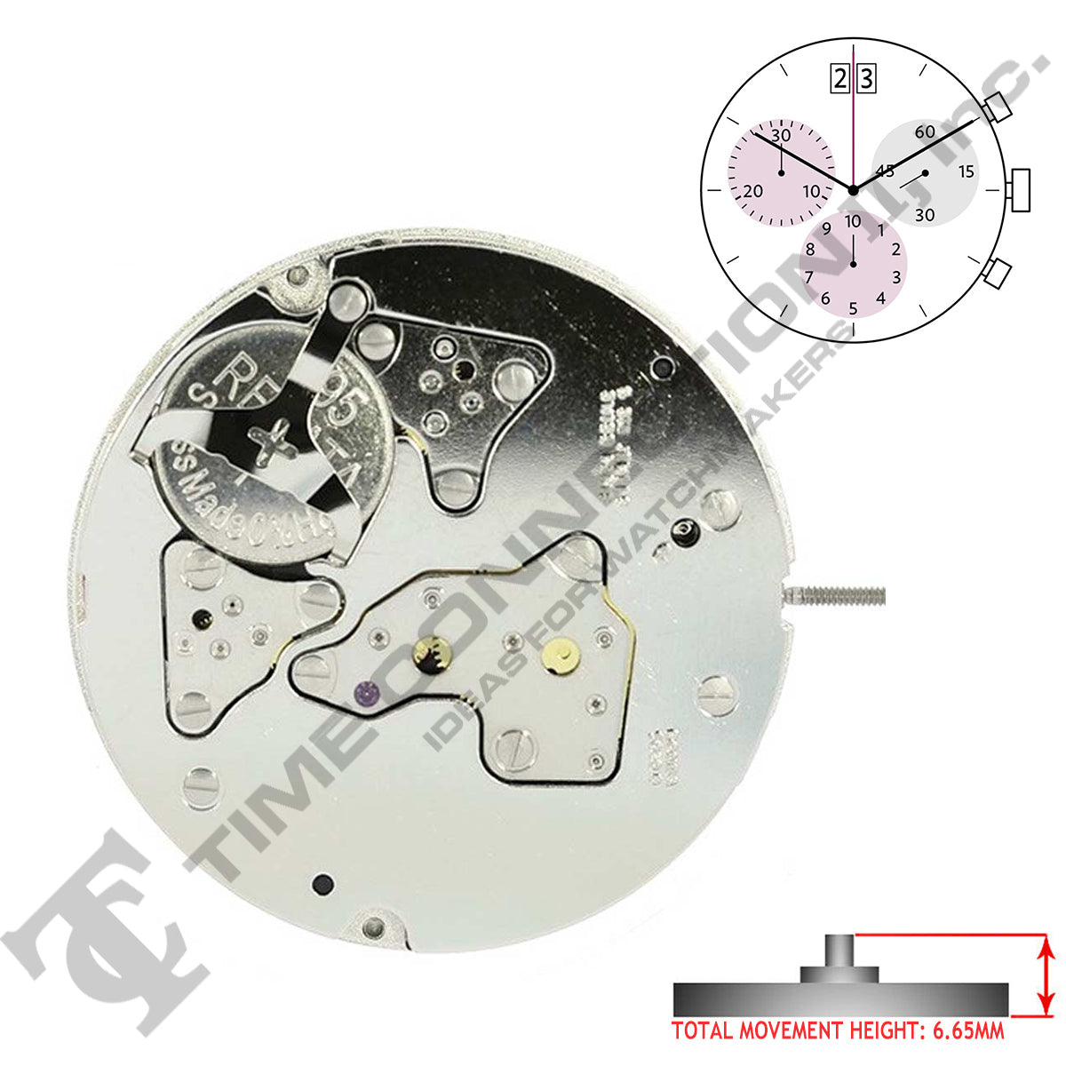 Harley Ronda 5040.B 3 Hands Quartz Movement Ht. 6.65MM