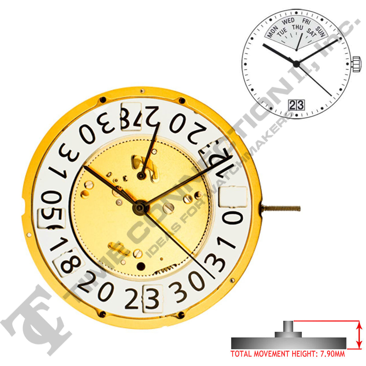 Harley Ronda 7003.N 3 Hands Swiss Made Quartz Movement Ht. 7.90MM