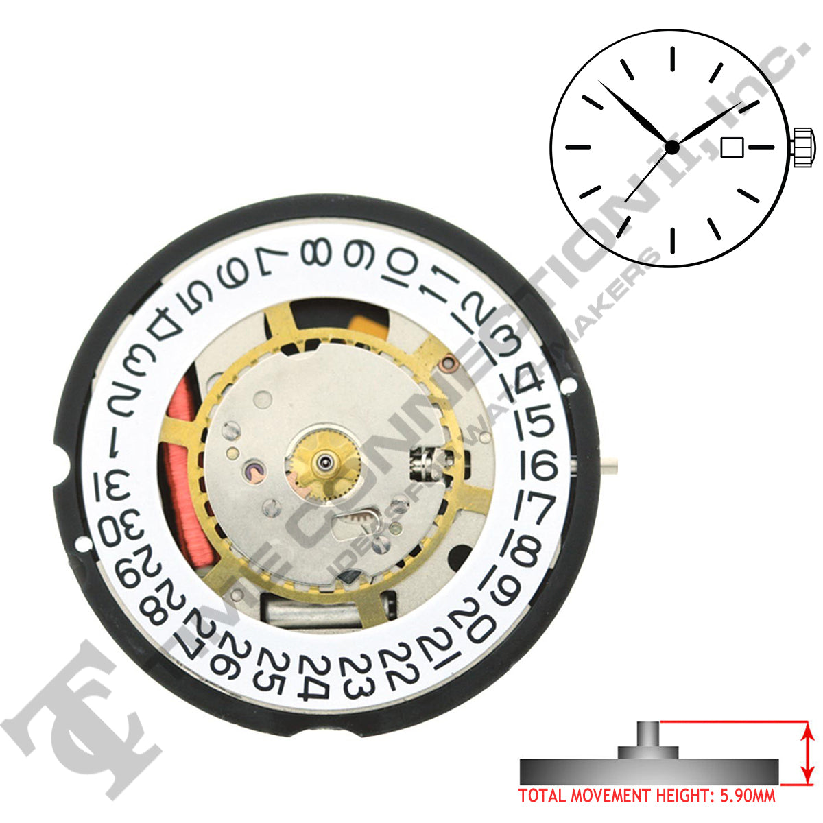 Harley Ronda 715 Lithium 3 Hands Quartz Movement (Multiple Heights)