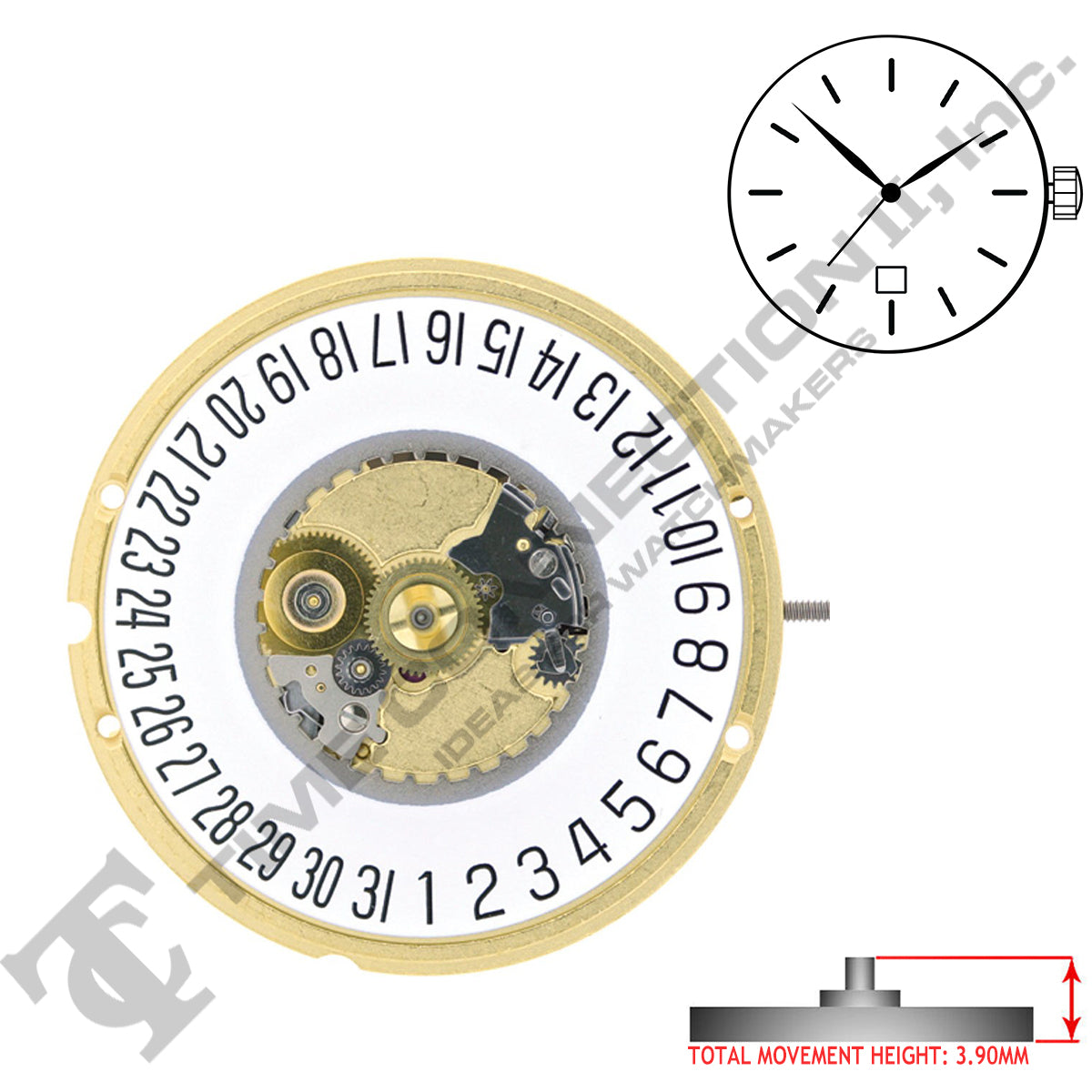 ETA 955.112 3 Hands Swiss Made Movement Ht. 3.95mm (Various Dates)