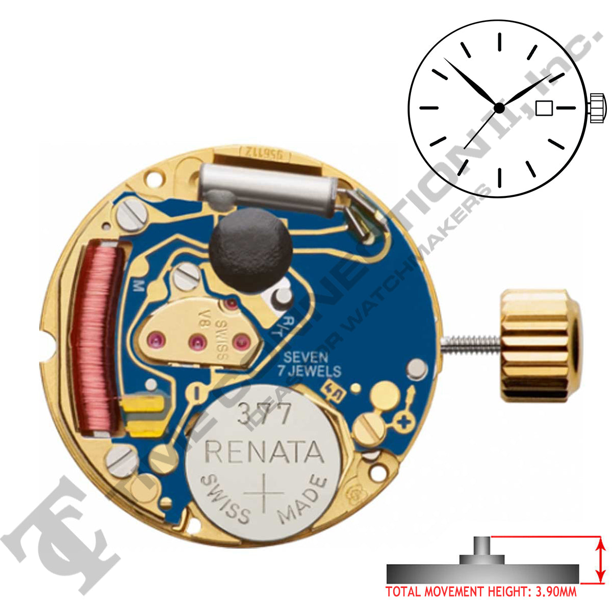 ETA 956.112 3 Hands Swiss Made Quartz Movement Ht. 3.90MM (Various Dat ...