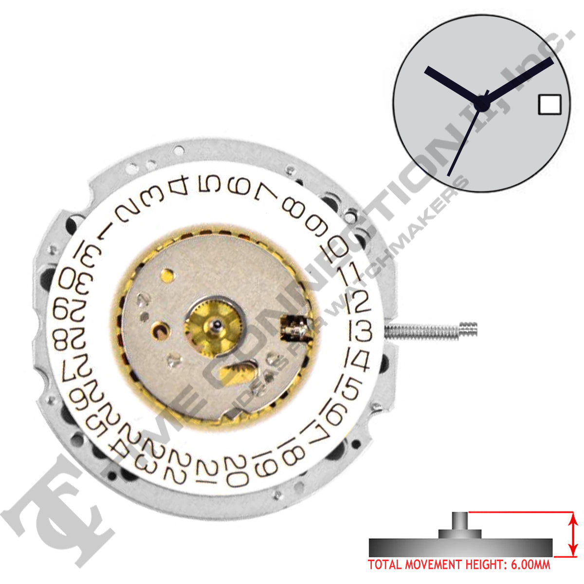 Harley Ronda 705 Lithium 3 Hands Quartz Movement Ht. 6.00MM (Various Dates)